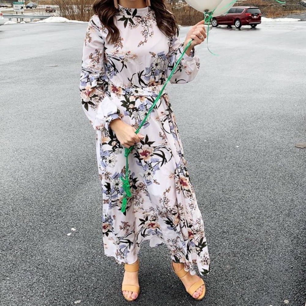 White Multicolor Floral Dress